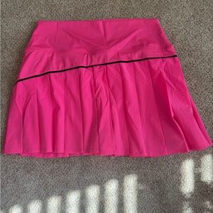 Beach Riot Hot Pink Pleated Skater Skirt with Black Piping